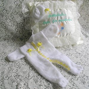 Hand knitted white romper/onsie for 15-16" reborn doll