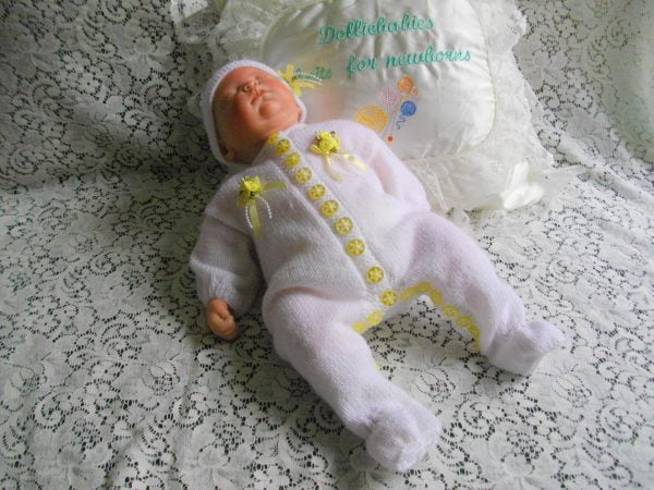 Hand knitted romper suit for 15-16" reborn doll