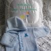 hand knitted baby blue hooded jacket