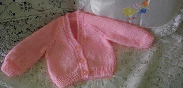 coloured border baby cardigan (all pink)