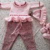 Hand knitted frilly sweater set