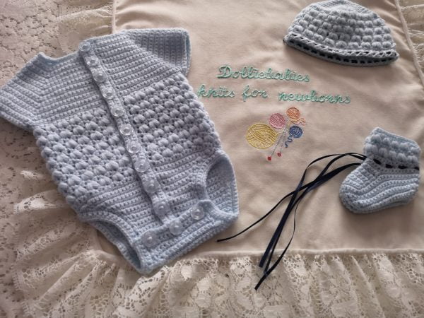 crocheted bodysuit for premature baby boy