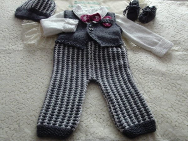 Hand knitted boy's formal suit